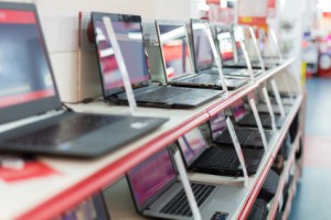 sale of laptops in store